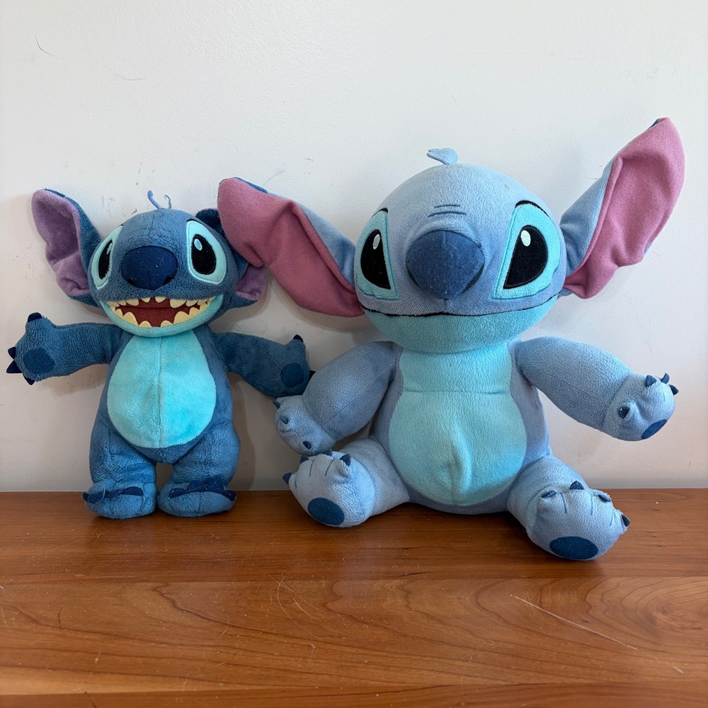 Disney Lilo & Stitch Plush Toy Bundle Set of 2 Sitting and Standing Blue Alien